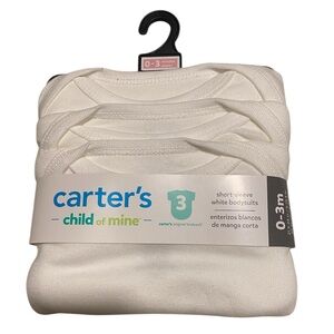 Carter's Child of Mine White Bodysuits - 3 Pack